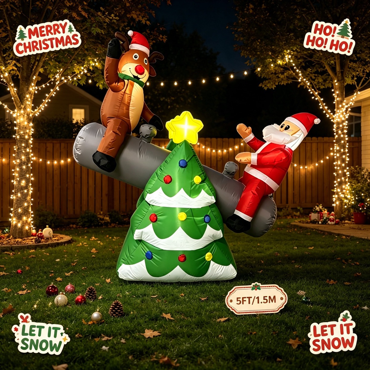 Outdoor Lighting On Trees - ألعاب عيد الميلاد القابلة للنفخ: أرجوحة