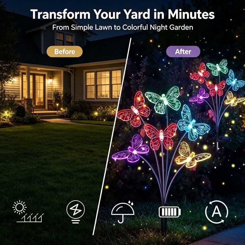 أضواء الفراشة تعمل بالطاقة الش - مراجعة Outdoor Lighting For Patio وسعره