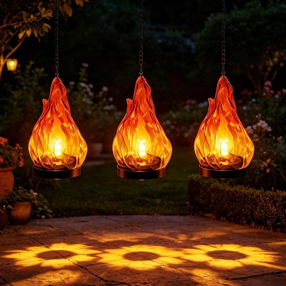 مصباح شمسي معلق بتأثير اللهب،  - مراجعة Outdoor Lighting For Patio وسعره